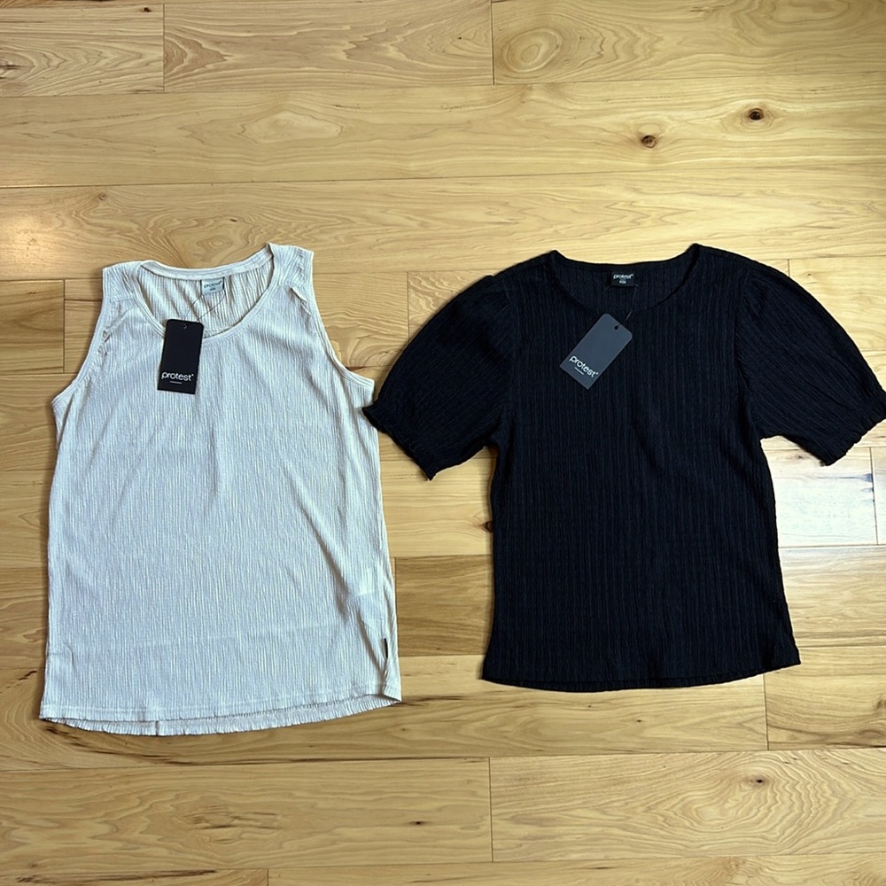 NWT Bundle of Protest Black Cream Short Sleeve and Tank Top | Size 38 (Medium)